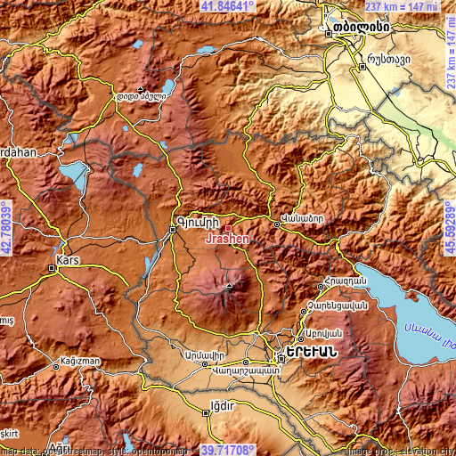Topographic map of Jrashen