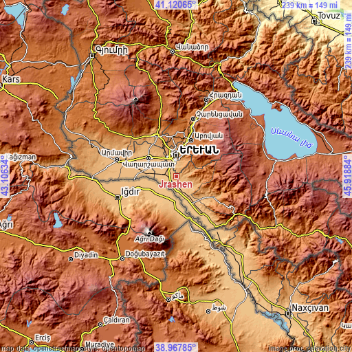 Topographic map of Jrashen