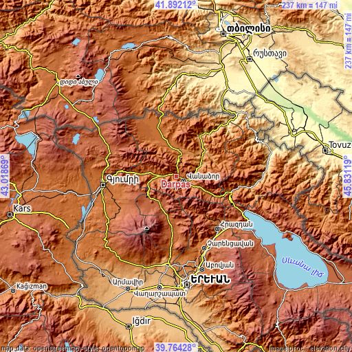 Topographic map of Darpas
