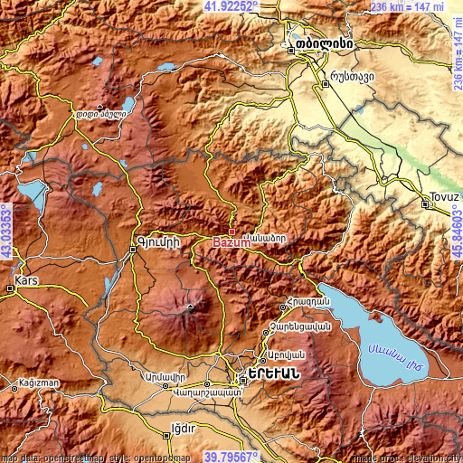 Topographic map of Bazum