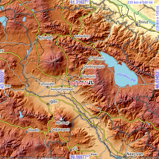 Topographic map of Balahovit