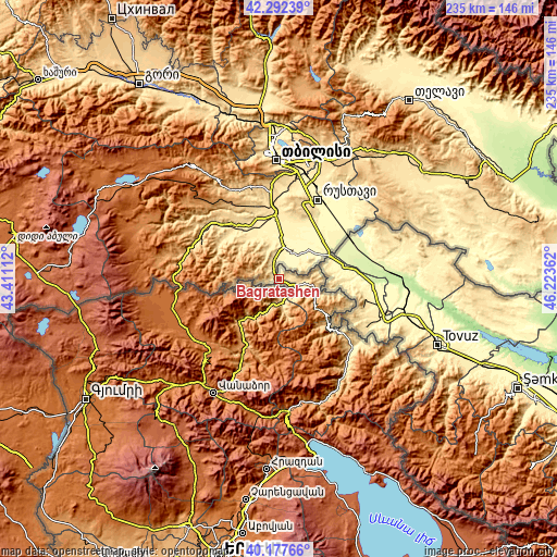 Topographic map of Bagratashen