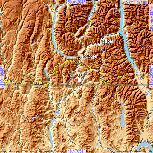 Topographic map of Trail