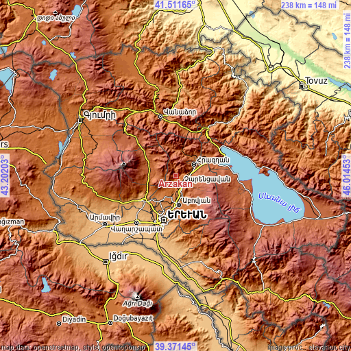 Topographic map of Arzakan