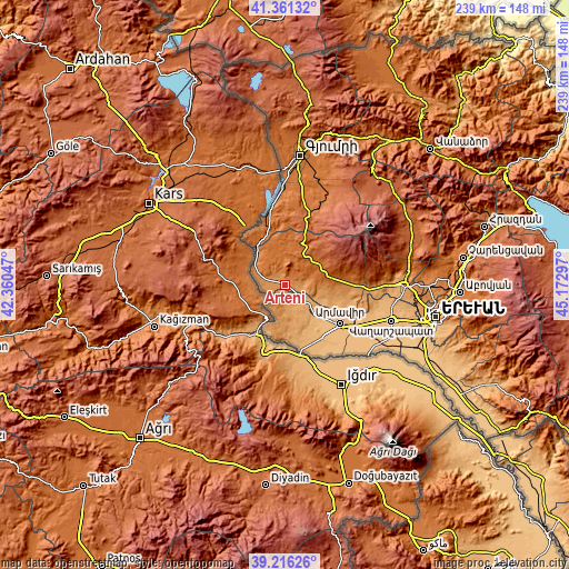 Topographic map of Arteni