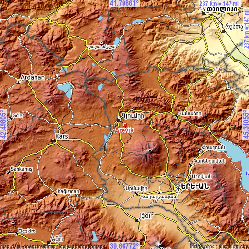 Topographic map of Arevik