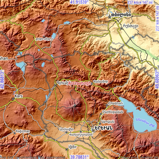 Topographic map of Arevashogh