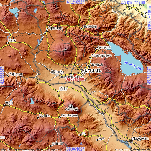 Topographic map of Arevashat