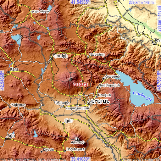 Topographic map of Aragats