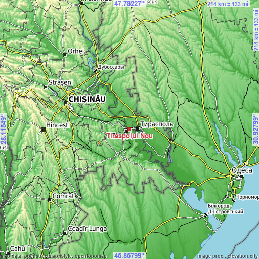 Topographic map of Tiraspolul Nou