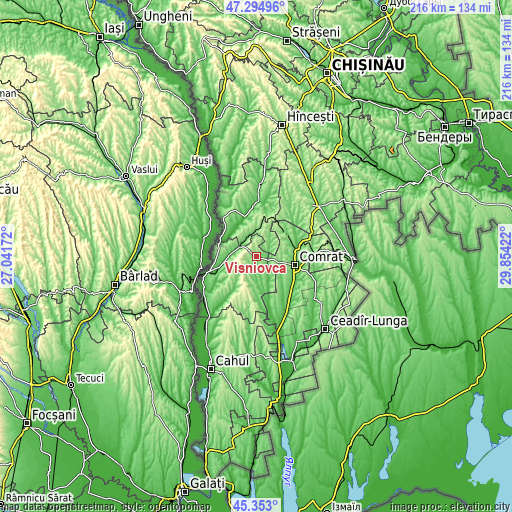 Topographic map of Vişniovca