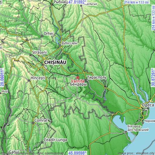 Topographic map of Varniţa