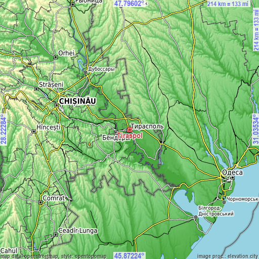 Topographic map of Tiraspol
