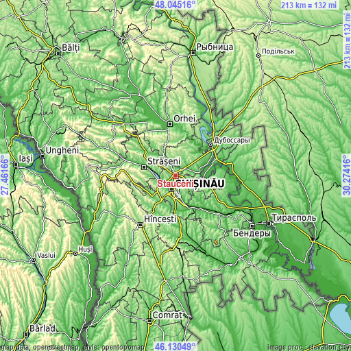 Topographic map of Stăuceni