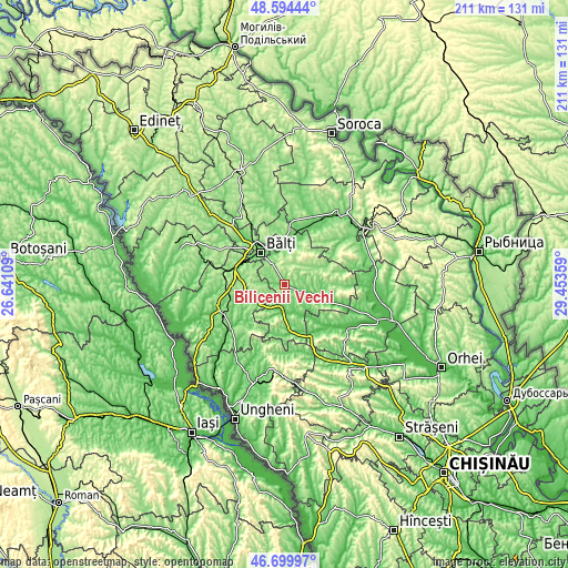 Topographic map of Bilicenii Vechi