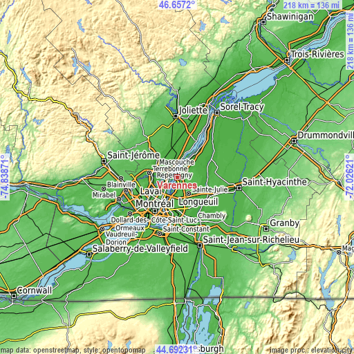 Topographic map of Varennes