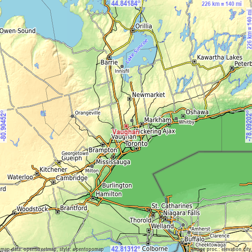Topographic map of Vaughan