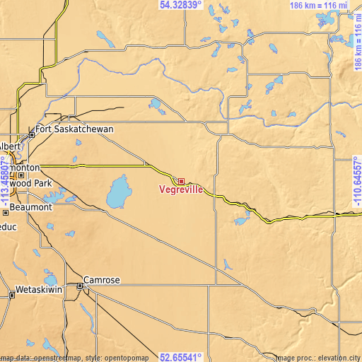 Topographic map of Vegreville