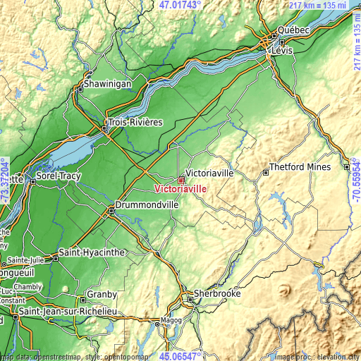 Topographic map of Victoriaville