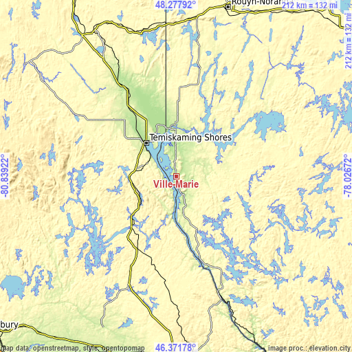 Topographic map of Ville-Marie
