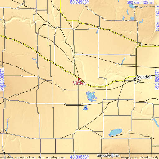 Topographic map of Virden