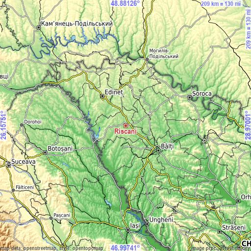 Topographic map of Rîşcani