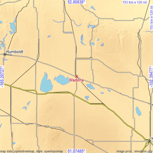 Topographic map of Wadena