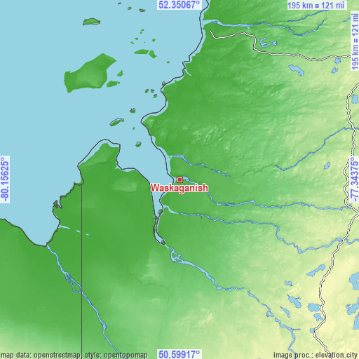 Topographic map of Waskaganish