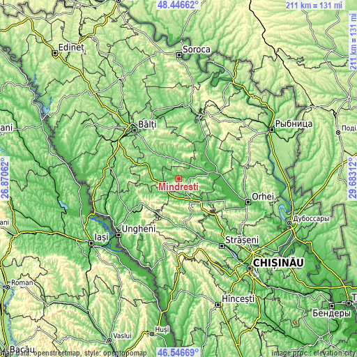 Topographic map of Mîndreşti