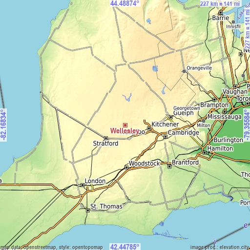 Topographic map of Wellesley