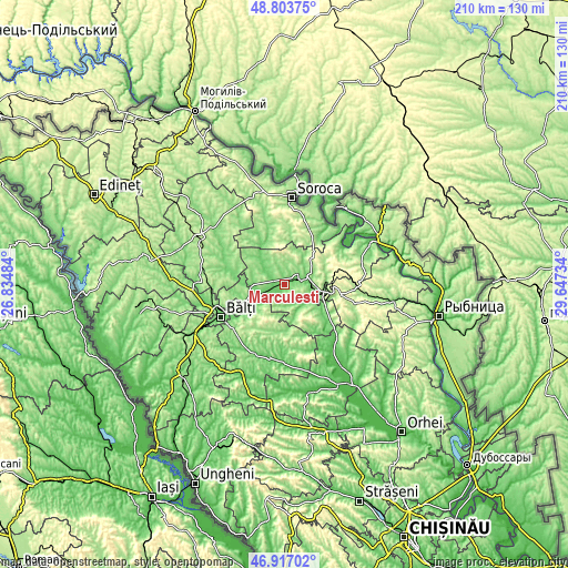 Topographic map of Mărculeşti