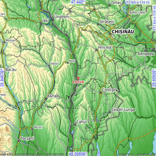 Topographic map of Leova