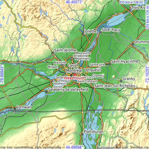 Topographic map of Westmount