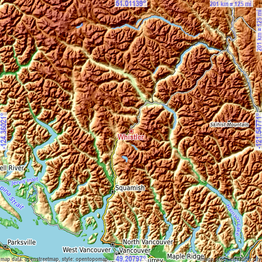 Topographic map of Whistler