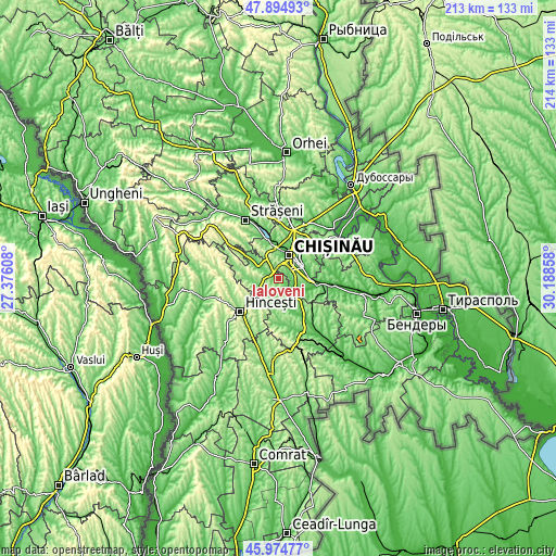 Topographic map of Ialoveni