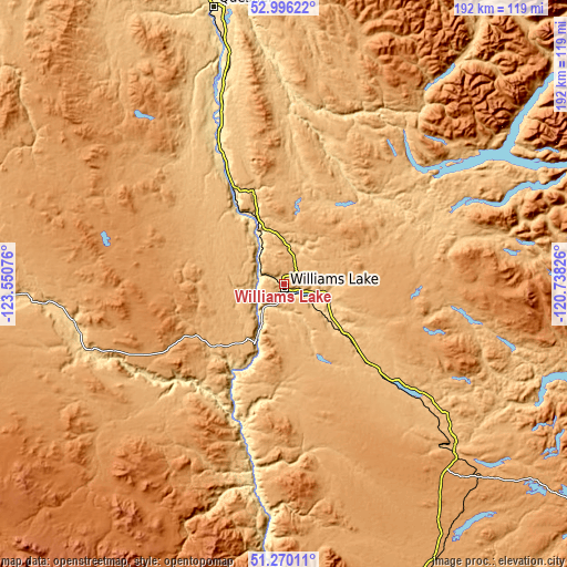 Topographic map of Williams Lake