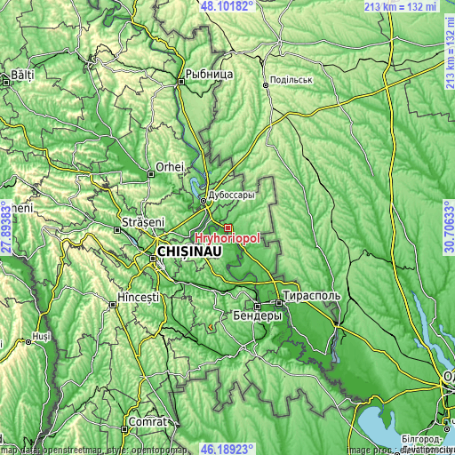 Topographic map of Hryhoriopol