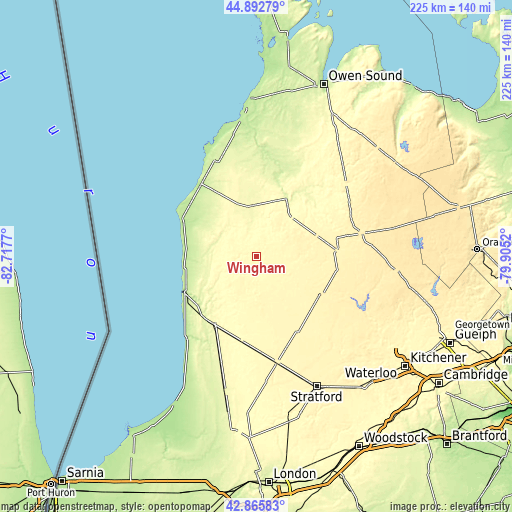 Topographic map of Wingham