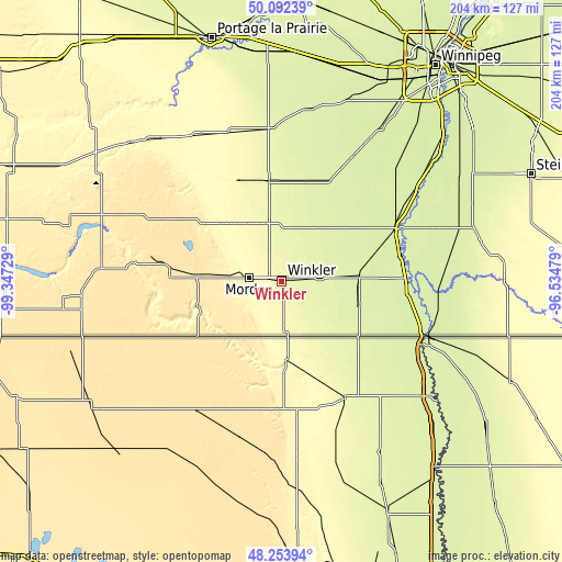 Topographic map of Winkler