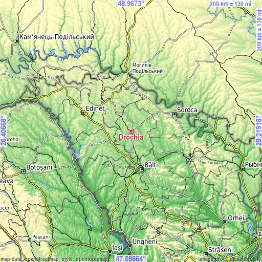 Topographic map of Drochia