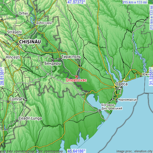 Topographic map of Dnestrovsc
