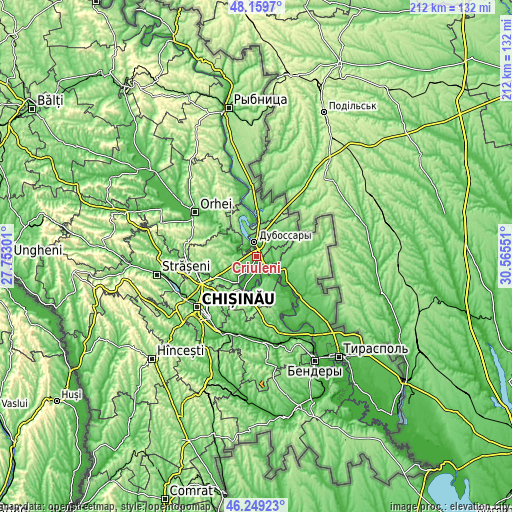 Topographic map of Criuleni