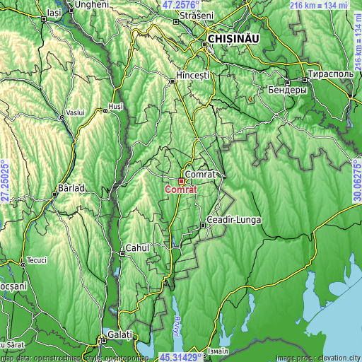 Topographic map of Comrat