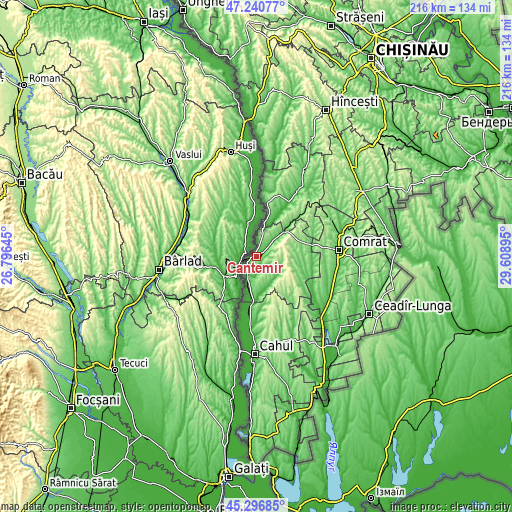 Topographic map of Cantemir