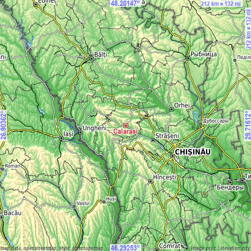 Topographic map of Călăraşi