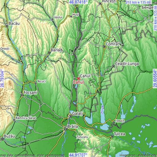 Topographic map of Cahul