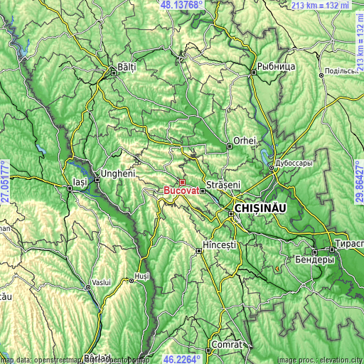 Topographic map of Bucovăţ