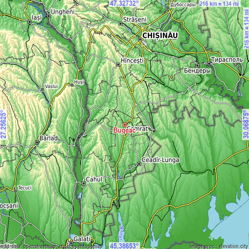 Topographic map of Bugeac