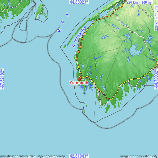 Topographic map of Yarmouth