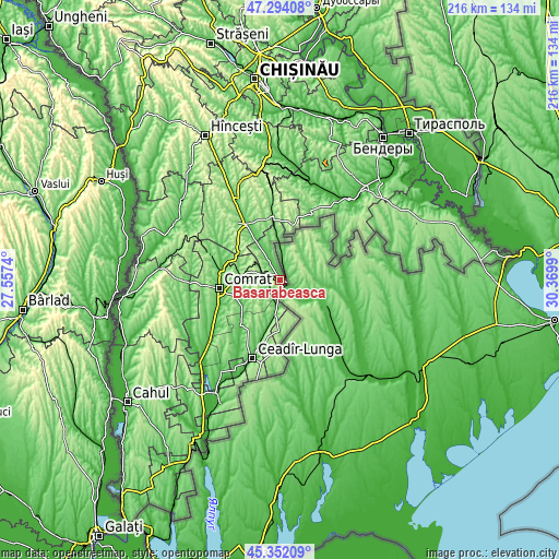 Topographic map of Basarabeasca
